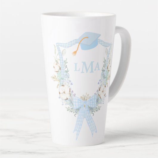 Preppy Southern Gingham Monogram Abschluss Milchtasse (Rechte Ecke)