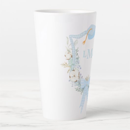 Preppy Southern Gingham Monogram Abschluss Milchtasse (Vorderseite)