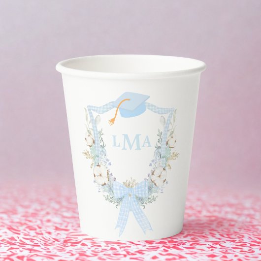 Preppy Southern Gingham Monogram Abschluss Pappbecher