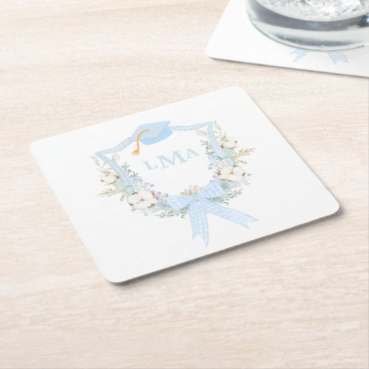 Preppy Southern Gingham Monogram Abschluss Rechteckiger Pappuntersetzer (angewinkelt)