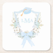 Preppy Southern Gingham Monogram Abschluss Rechteckiger Pappuntersetzer (Vorderseite)