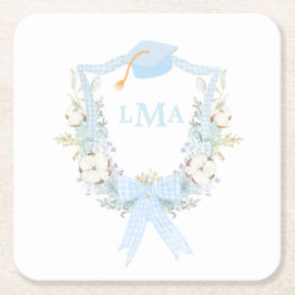 Preppy Southern Gingham Monogram Abschluss Rechteckiger Pappuntersetzer