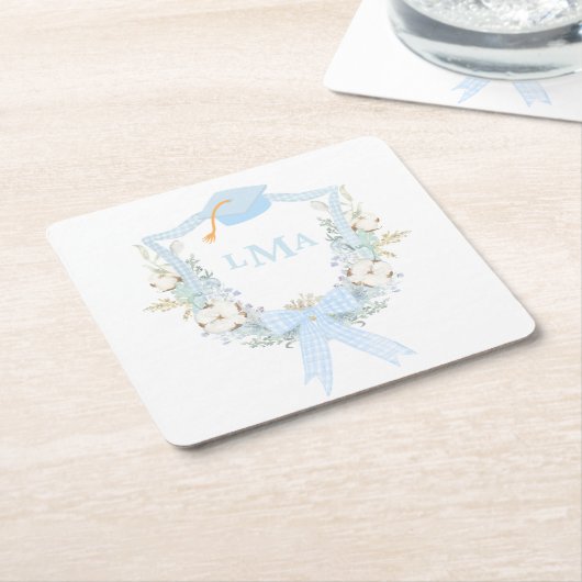 Preppy Southern Gingham Monogram Abschluss Rechteckiger Pappuntersetzer (angewinkelt)