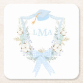 Preppy Southern Gingham Monogram Abschluss Rechteckiger Pappuntersetzer (Vorderseite)