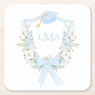 Preppy Southern Gingham Monogram Abschluss Rechteckiger Pappuntersetzer