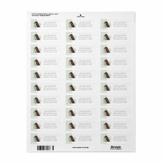 Preppy Southern Green Duck Dog Address Labels (Vorne)