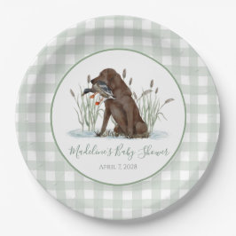 Preppy Southern Green Duck Dog Baby Showdusche Pappteller