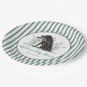 Preppy Southern Green Duck Dog Baby Showdusche Pappteller (Schrägansicht)