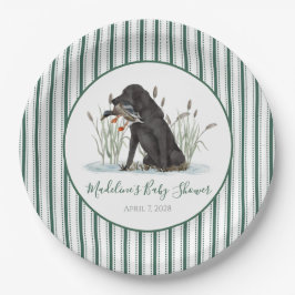 Preppy Southern Green Duck Dog Baby Showdusche Pappteller
