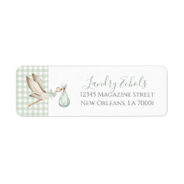 Preppy Southern Green Stork Address Labels