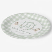 Preppy Southern Green Stork Baby Dusche Pappteller (Schrägansicht)