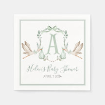 Preppy Southern Green Stork Baby Dusche