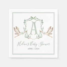 Preppy Southern Green Stork Baby Dusche Serviette