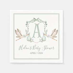 Preppy Southern Green Stork Baby Dusche Serviette