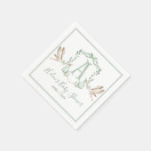 Preppy Southern Green Stork Baby Dusche Serviette (Ecke)