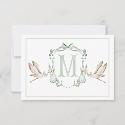 Preppy Southern Green Stork Dankeschön Card Dankeskarte (Vorderseite)