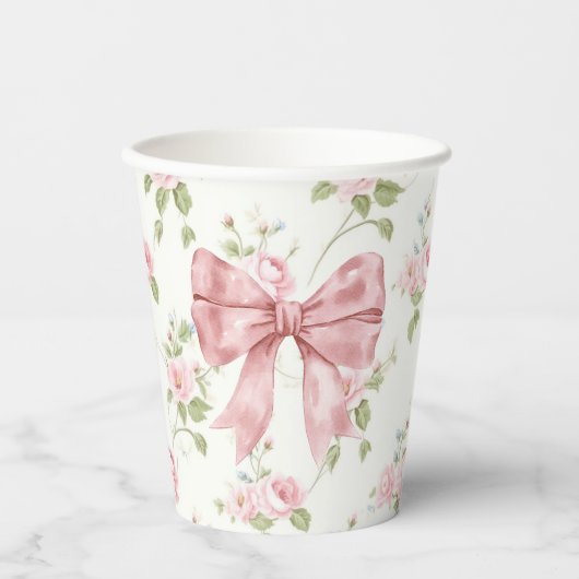 Preppy Southern Pink Bow Baby Dusche Pappbecher (Vorderseite)