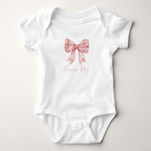 Preppy Southern Pink Bow Girl Baby Dusche Baby Strampler (Vorderseite)