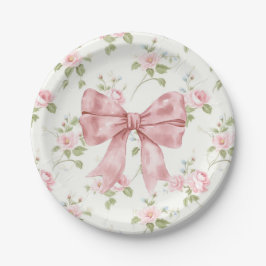 Preppy Southern Pink Bow Girl Baby Dusche Pappteller