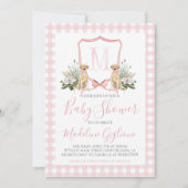 Preppy Southern Pink Dog Girl Babydusche Einladung (Vorderseite)