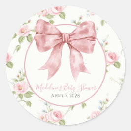 Preppy Southern Pink Floral Girl Babydusche Runder Aufkleber