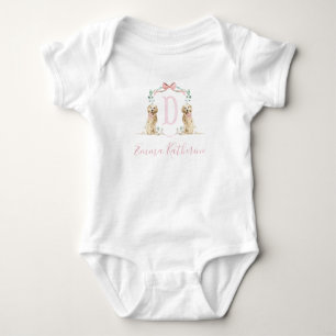 Preppy Southern Pink Girl Dog Baby Shower Baby Strampler