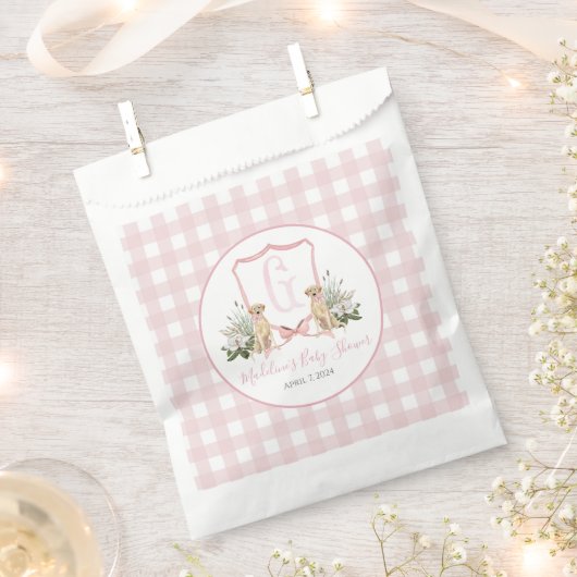 Preppy Southern Pink Girl Dog Babydusche Geschenktütchen (Ausgeschnitten)