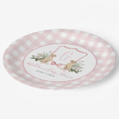 Preppy Southern Pink Girl Dog Babydusche Pappteller (Schrägansicht)