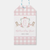 Preppy Southern Pink Girl Stork Baby Dusche Geschenkanhänger (Vorderseite)