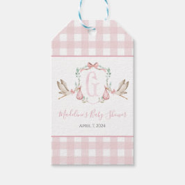 Preppy Southern Pink Girl Stork Baby Dusche Geschenkanhänger