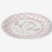 Preppy Southern Pink Girl Stork Baby Dusche Pappteller (Schrägansicht)