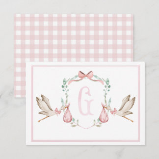 Preppy Southern Pink Girl Stork Danke Karte