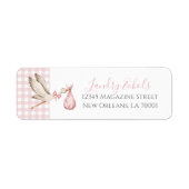 Preppy Southern Pink Stork Address Labels (Vorne)