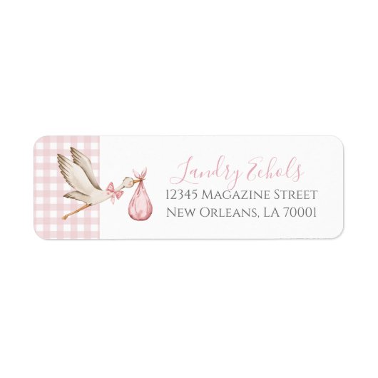 Preppy Southern Pink Stork Address Labels (Vorne)