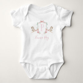 Preppy Southern Pink Stork Girl Babydusche Baby Strampler