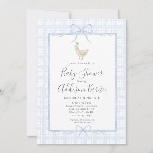 Preppy Southern silly goose boy baby shower invite Einladung (Vorderseite)