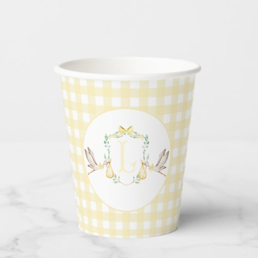 Preppy Southern Yellow Stork Baby Showroom Pappbecher (Vorderseite)