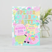 Preppy Splash Pad Party Cute Girly Pool Birthday Einladung (Stehend Vorderseite)