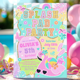 Preppy Splash Pad Party Cute Girly Pool Birthday Einladung