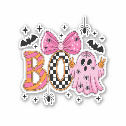Preppy Spooky Halloween Boo Aufkleber (Vorderseite)