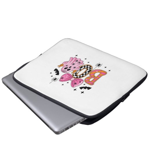 Preppy Spooky Halloween Boo Laptopschutzhülle (Vorne Knopf)