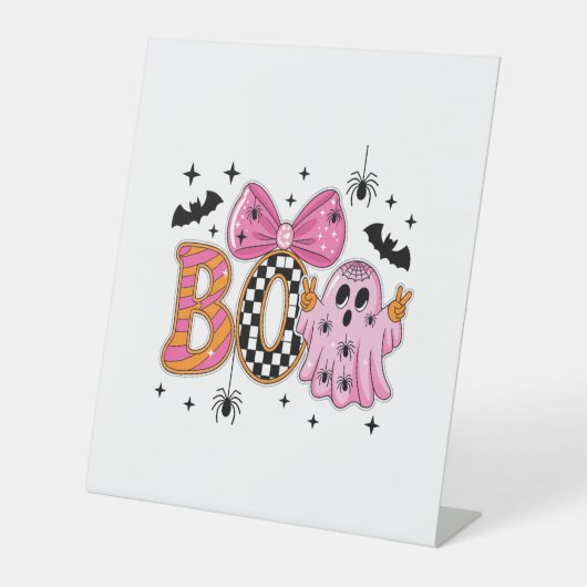 Preppy Spooky Halloween Boo Sockelschild (Vorderseite)