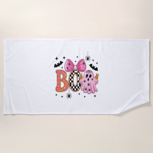 Preppy Spooky Halloween Boo Strandtuch (Vorderseite)