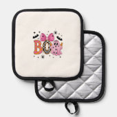 Preppy Spooky Halloween Boo Topflappen (Vorderseite/Rückseite)