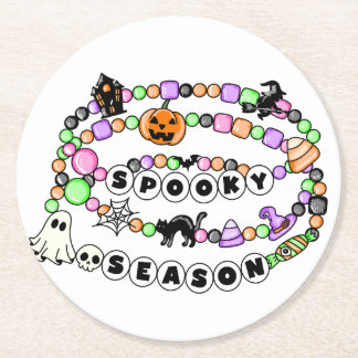 Preppy Spooky Season Halloween Freundschaftsbracel Runder Pappuntersetzer