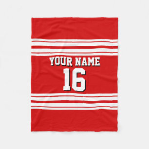 Preppy Sporty Red mit White Stripes Team Jersey Fleecedecke