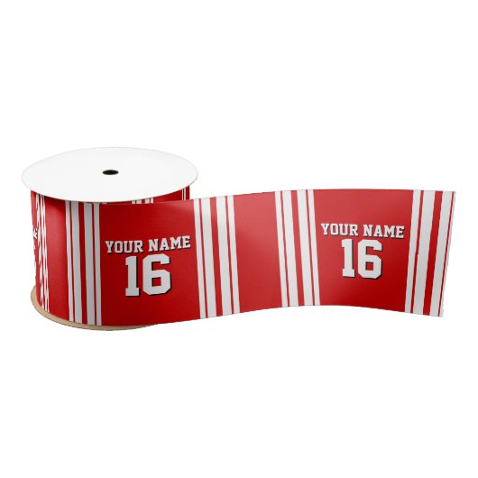 Preppy Sporty Red mit White Stripes Team Jersey Satinband (Spule)
