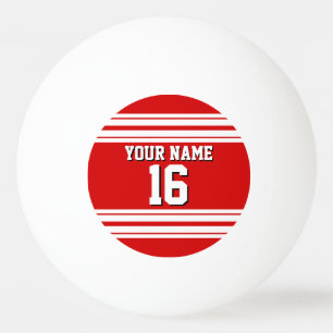 Preppy Sporty Red mit White Stripes Team Jersey Tischtennisball