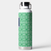 Preppy Square Lattice Monogram - Green & Navy Trinkflasche (Rückseite)