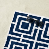 Preppy Square Lattice Monogram – Navy & Lime Strandtuch (Beispiel)